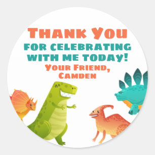 Rond Dinosaur Anniversaire Fête Favoriser Sticker Cadea