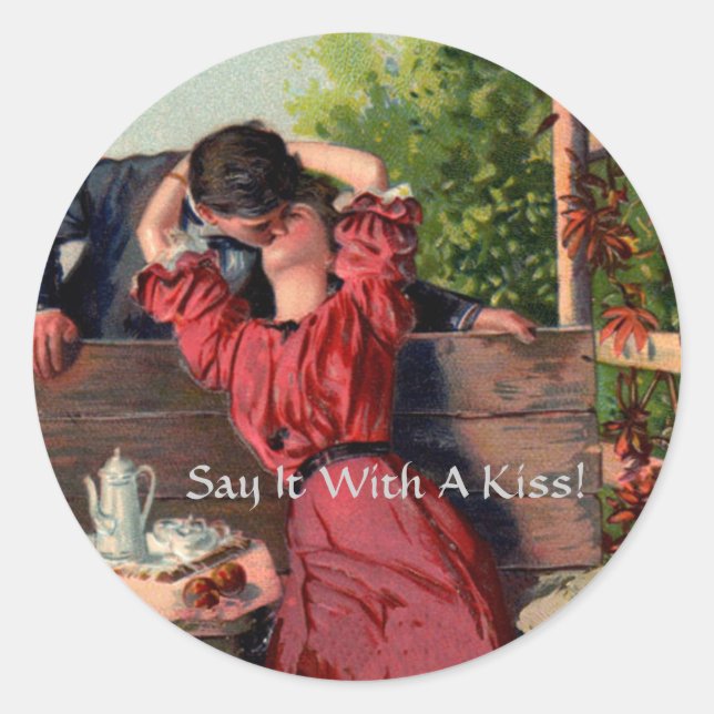 Rond Dites-Le Avec Un Baiser - Sticker (Devant)