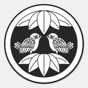 Rond Dix feuilles de bambou & moineaux face aux Sticker