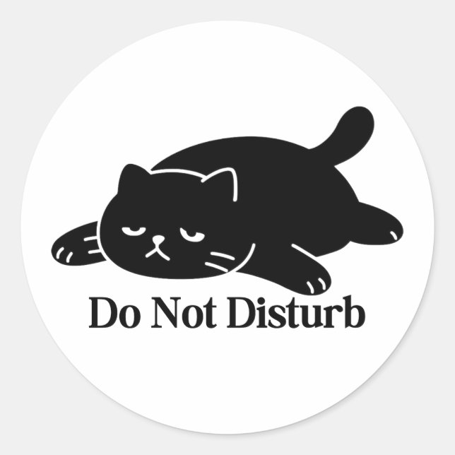 Rond Do Not Disturb Holiday Mood Cat Sticker (Devant)