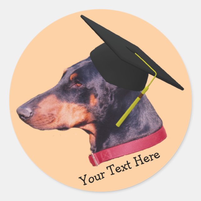 Rond Doberman En Sticker Pour Chien De Cap Graduation (Devant)