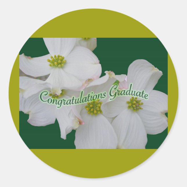Rond Dogwood Blossoms Félicitations Sticker Graduate (Devant)