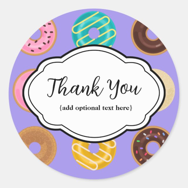 Rond Donuts Sticker Merci personnalisables (Devant)