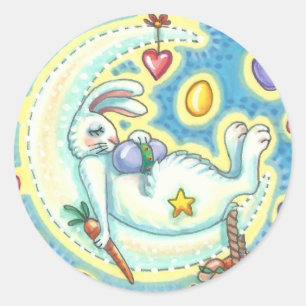 ROND DORMIR PÂQUES BUNNY JELLY BEAN DREAMS MOON STICKER