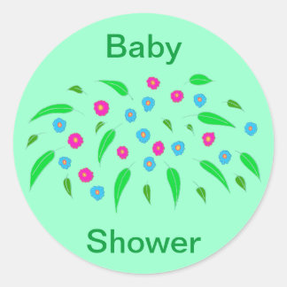 Rond Douche colorée de Fleurs Roses Bleues Bébé Sticker