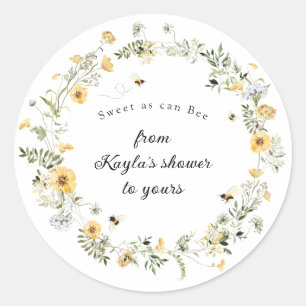 Rond Doux comme peut Bee Fleur sauvage Sticker Baby sho
