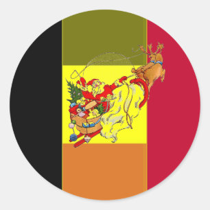Rond Drapeau De Belgique Sticker Père Noël De Noël