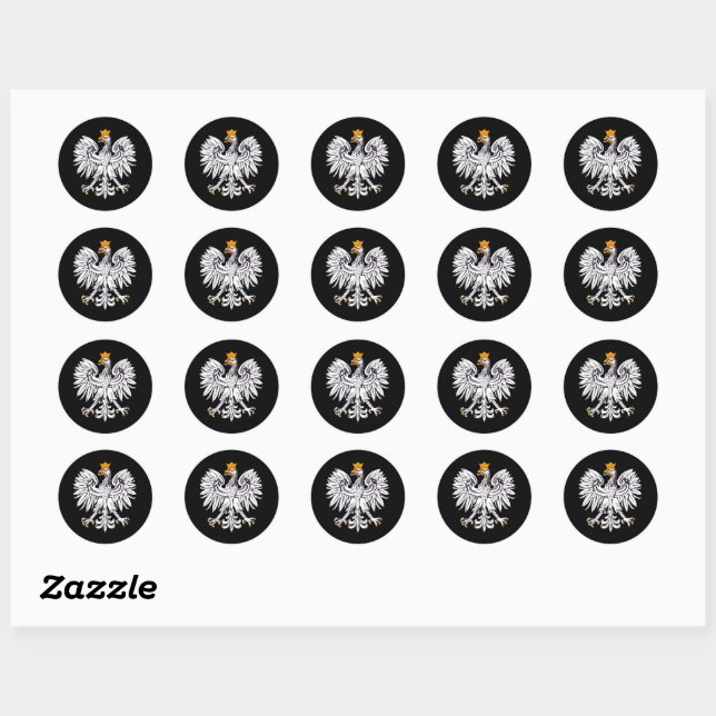 Rond Drapeau polonais & Aigle, Pologne sticker de mode  (Feuille)