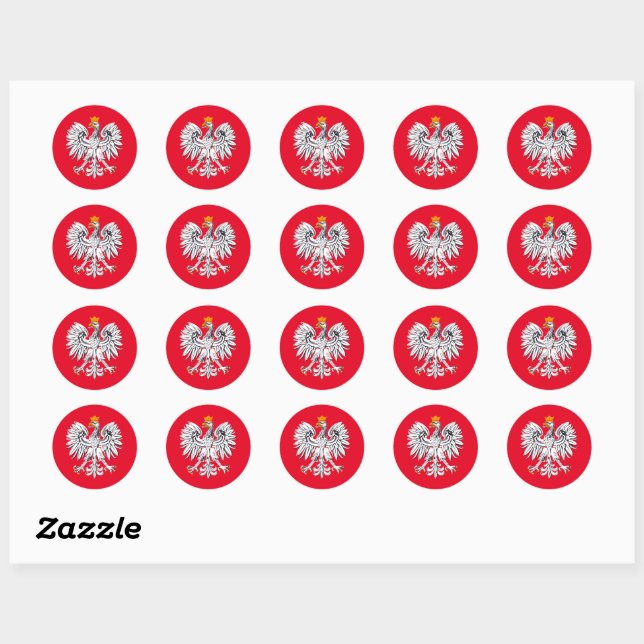 Rond Drapeau polonais & Aigle, Pologne sticker de mode  (Feuille)
