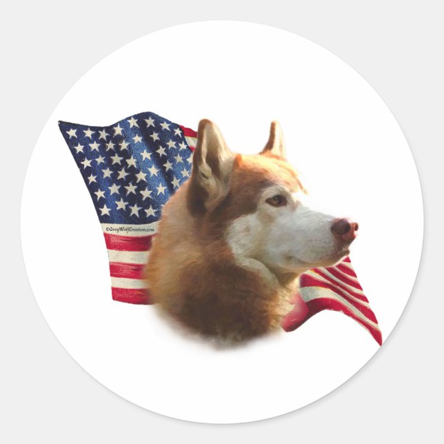 Rond Drapeau rougeois Husky - Sticker (Devant)