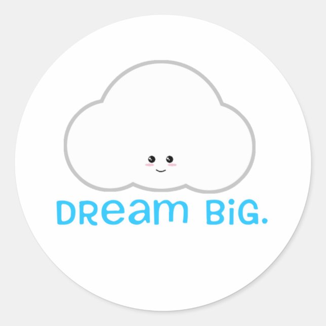 Rond Dream Big Cute Kawaii Sticker Cloud (Devant)