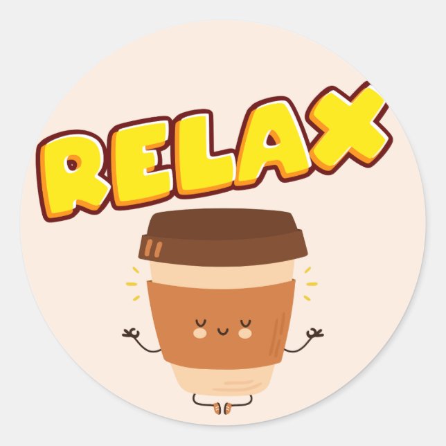 Rond Drôle Café relax Classic Round Sticker (Devant)
