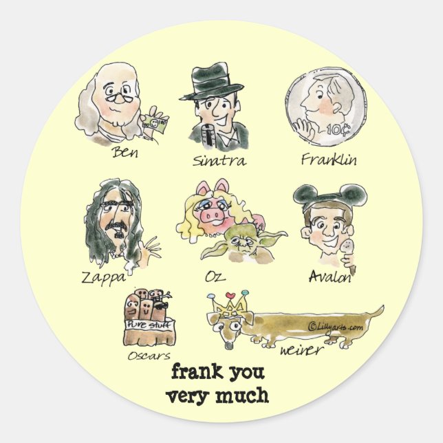 Rond Drôle Cartoon Frank Vous Très Sticker (Devant)