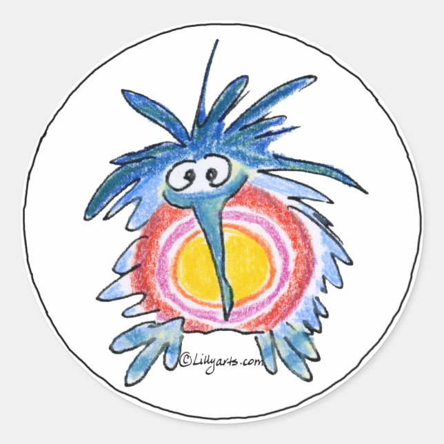Rond Drôle Cartoon Kiwi Bird Sticker 4 Round (Devant)