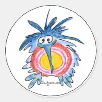 Drôle Cartoon Kiwi Bird Sticker 4 Round