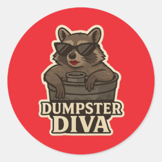 Rond Dumpster Diva – Funny Raccoon Meme Sticker