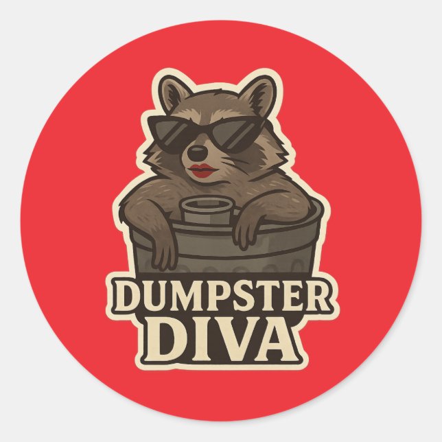 Rond Dumpster Diva – Funny Raccoon Meme Sticker (Devant)