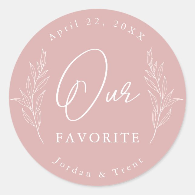 Rond Dusty Rose Notre Sticker préféré mariage Favor (Devant)