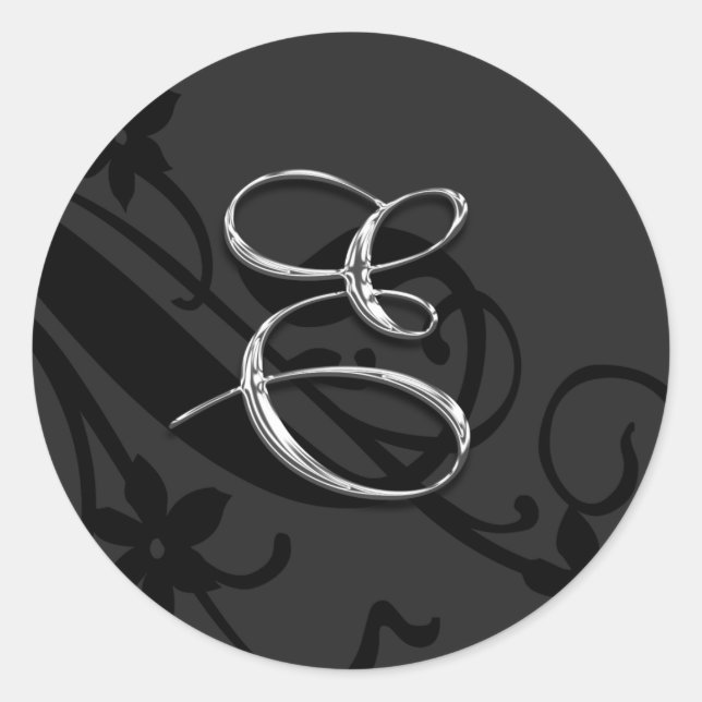 Rond E Monogramme Mariage Enveloppe Sticker (Devant)