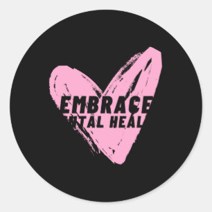 Rond Ébrace Santé mentale Sticker Coeur rose