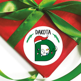 Rond Éclairage de Noël personnalisé Sticker initial