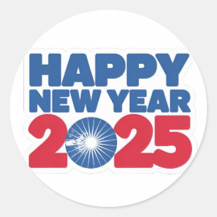 Rond Éclairer 2025 Happy New Year Sticker