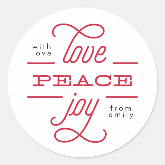 Rond éditable LOVE PEACE JOY to you Sticker de vacances (Devant)