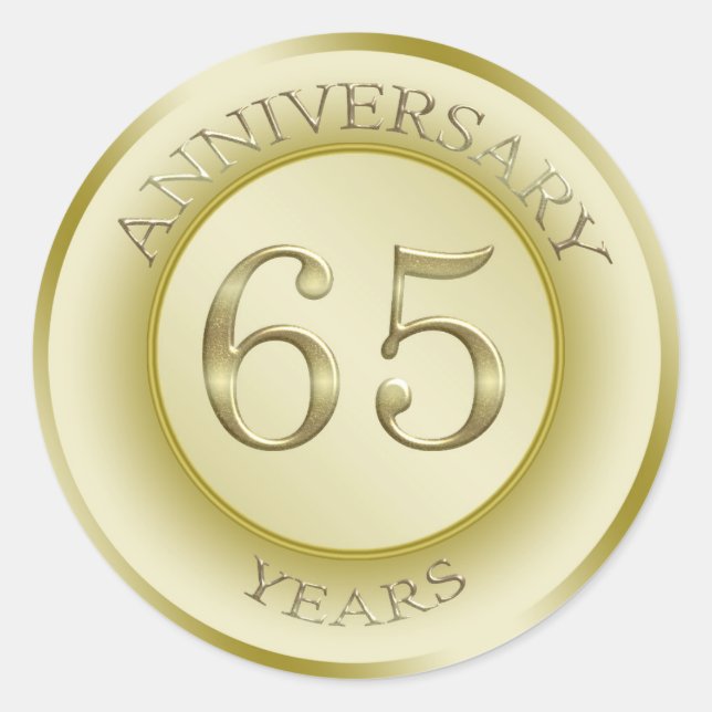Rond Effet or Sticker 65ème anniversaire Mariage (Devant)