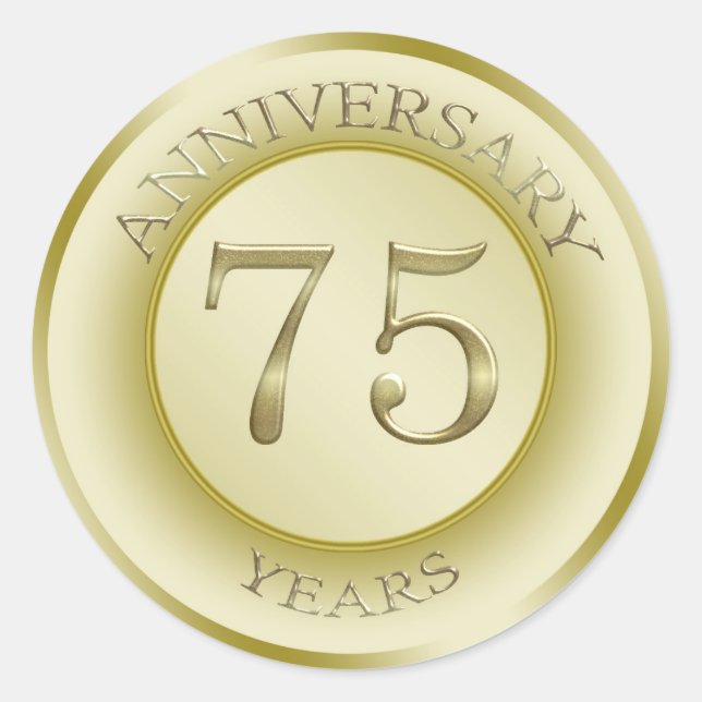 Rond Effet or Sticker du 75e anniversaire du Mariage (Devant)