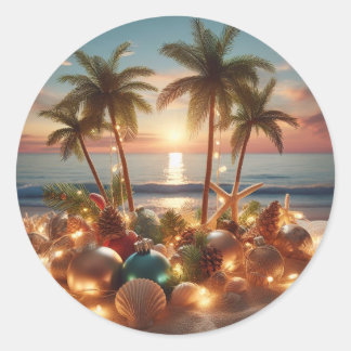 Rond Élégance côtière : Sticker de Noël Beach