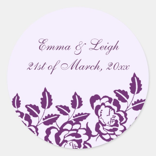 Rond Élégance moderne Sticker Enveloppe Rose violet (Devant)
