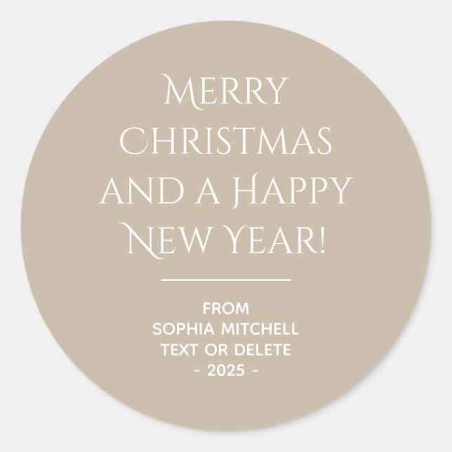 Rond Élégance Muted - Sticker de Noël en pierre calme (Devant)