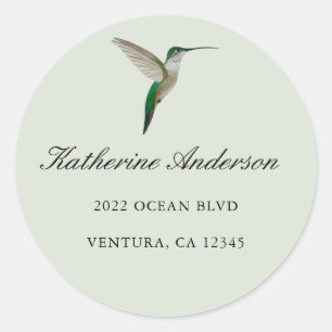 Rond Élégant Colibri Adresse Classic Round Sticker