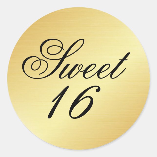 Rond Élégant et chic Gold Sweet 16 Sticker (Devant)