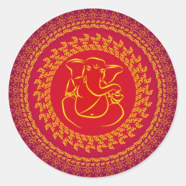Rond Élégant Ganesh Classy/ Sticker de Dieu indien (Devant)
