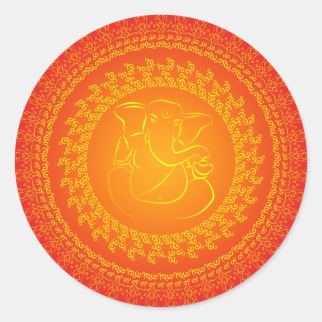 Rond Élégant Ganesh Classy/ Sticker de Dieu indien (Devant)