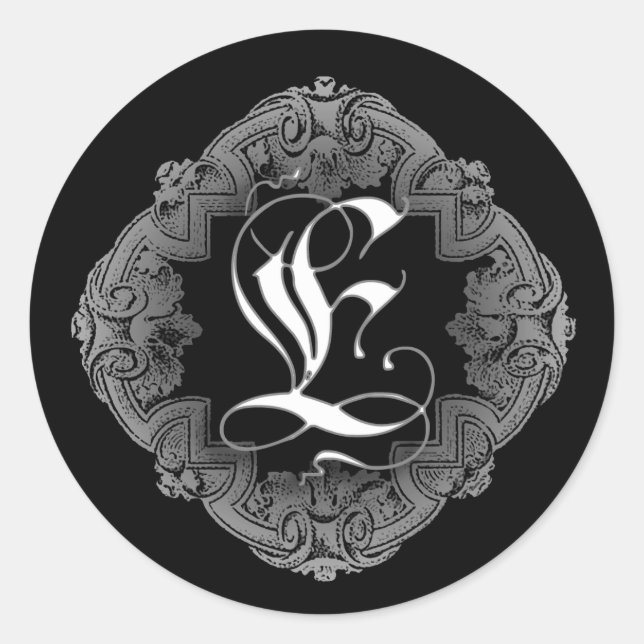 Rond Élégant Goth Initial E Sticker (Devant)