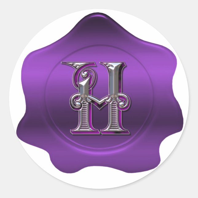 Rond Élégant H Monogram Purple Wax Sticker Look (Devant)