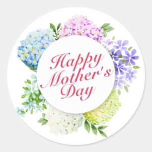 Rond Élégant Happy Mère's Day Floral Frame Sticker