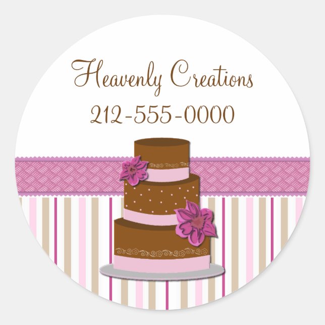 Rond Élégant Mariage boulangerie de gâteau Sticker d'en (Devant)