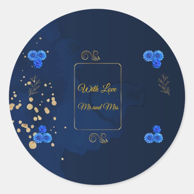 Rond Elegant Navy Blue Envelope Seal Sticker (Devant)