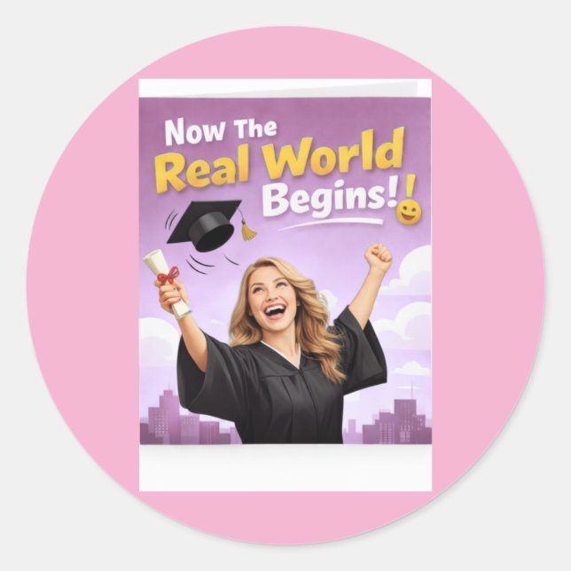 Rond Elegant Pink Floral Graduation Party sticker (Devant)