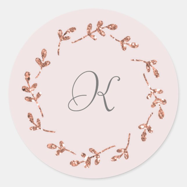 Rond Élégant Rose Gold Parties scintillant Sticker init (Devant)