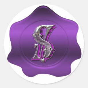 Rond Élégant S Monogram Purple Wax Sticker