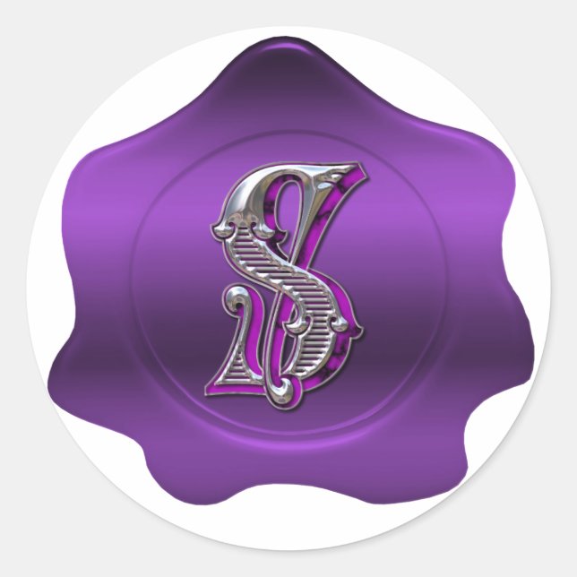 Rond Élégant S Monogram Purple Wax Sticker (Devant)