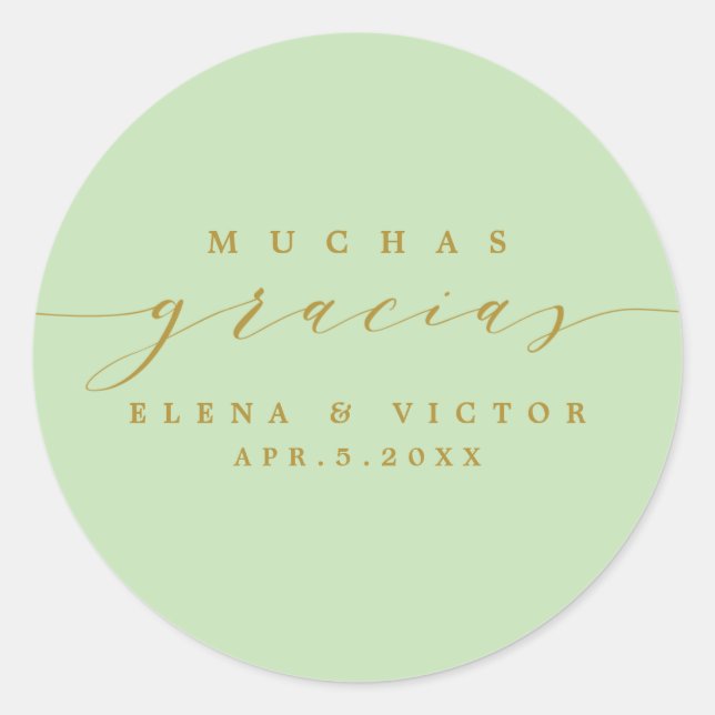 ROND ELÉGANT SCRIPT MUCHAS GRACIAS | MERCI STICKER (Devant)