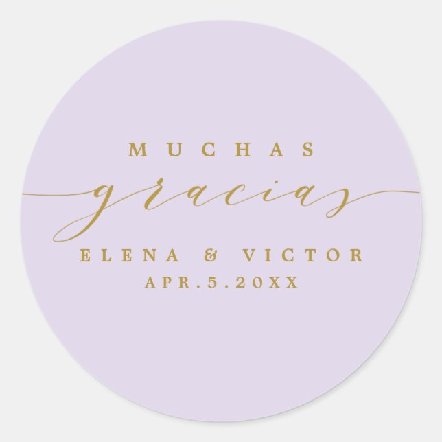ROND ELÉGANT SCRIPT MUCHAS GRACIAS | MERCI STICKER (Devant)