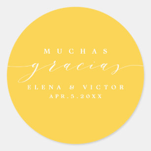 ROND ELÉGANT SCRIPT MUCHAS GRACIAS   MERCI STICKER