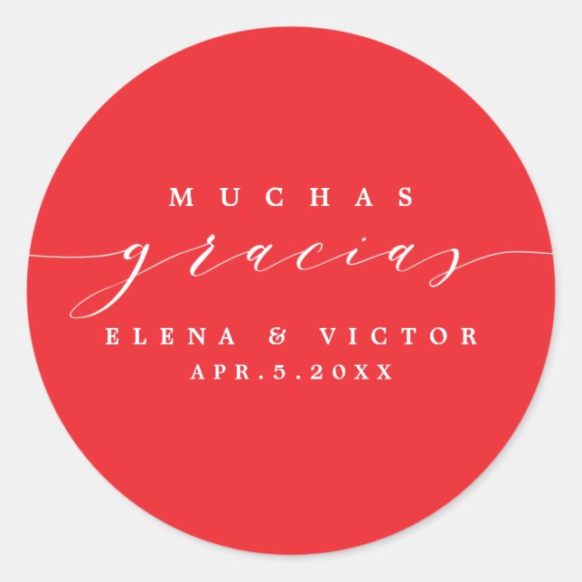 ROND ELÉGANT SCRIPT MUCHAS GRACIAS | MERCI STICKER (Devant)