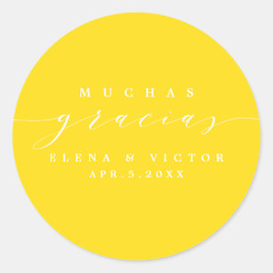 ROND ELÉGANT SCRIPT MUCHAS GRACIAS   MERCI STICKER